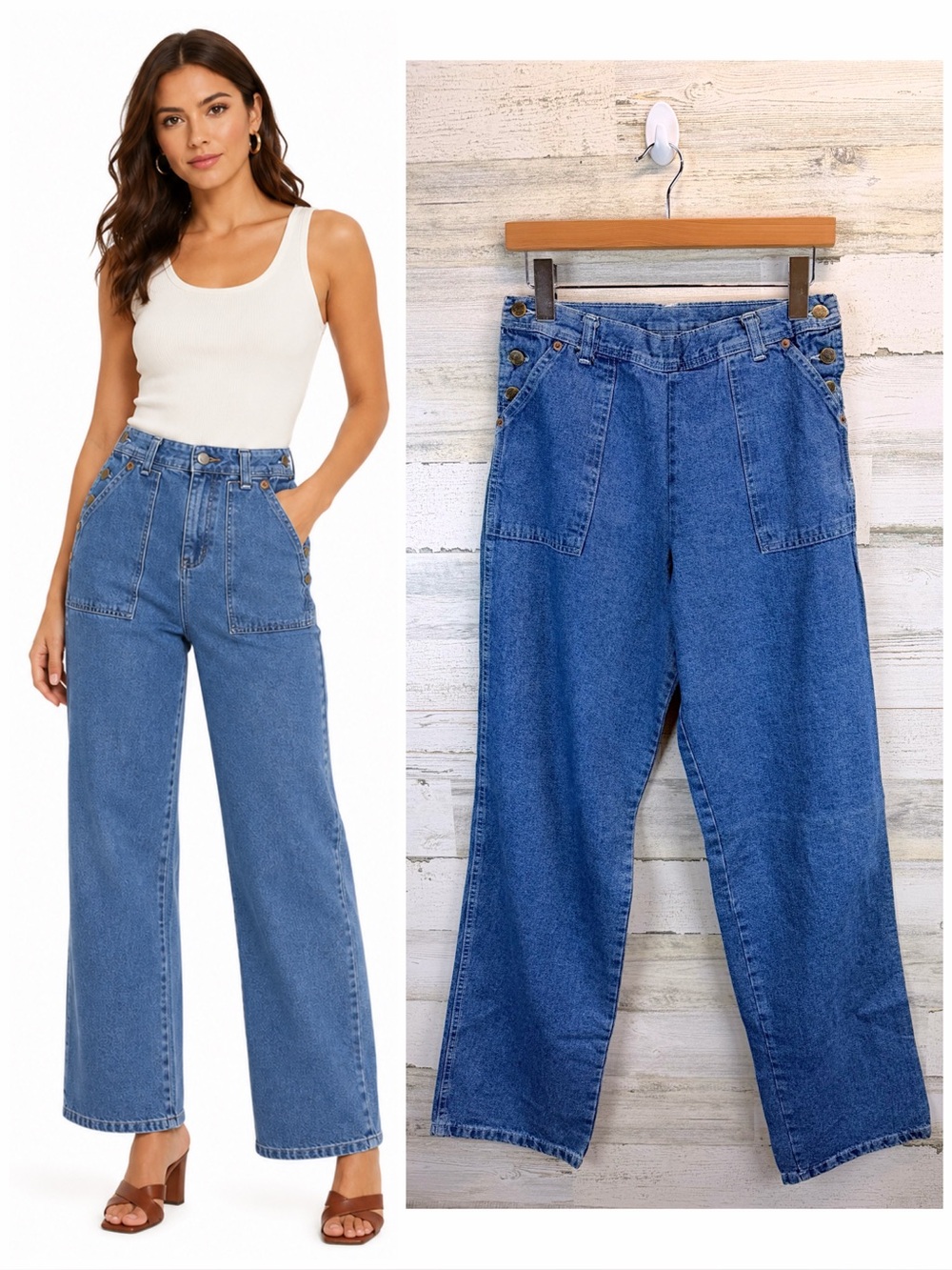 Vintage Carter’s Watch The Wear Jeans High Rise Wide Leg USA Made Mom Denim 28